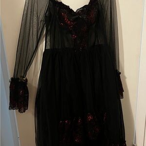 Dolls Kill Black and Red Lace Dress